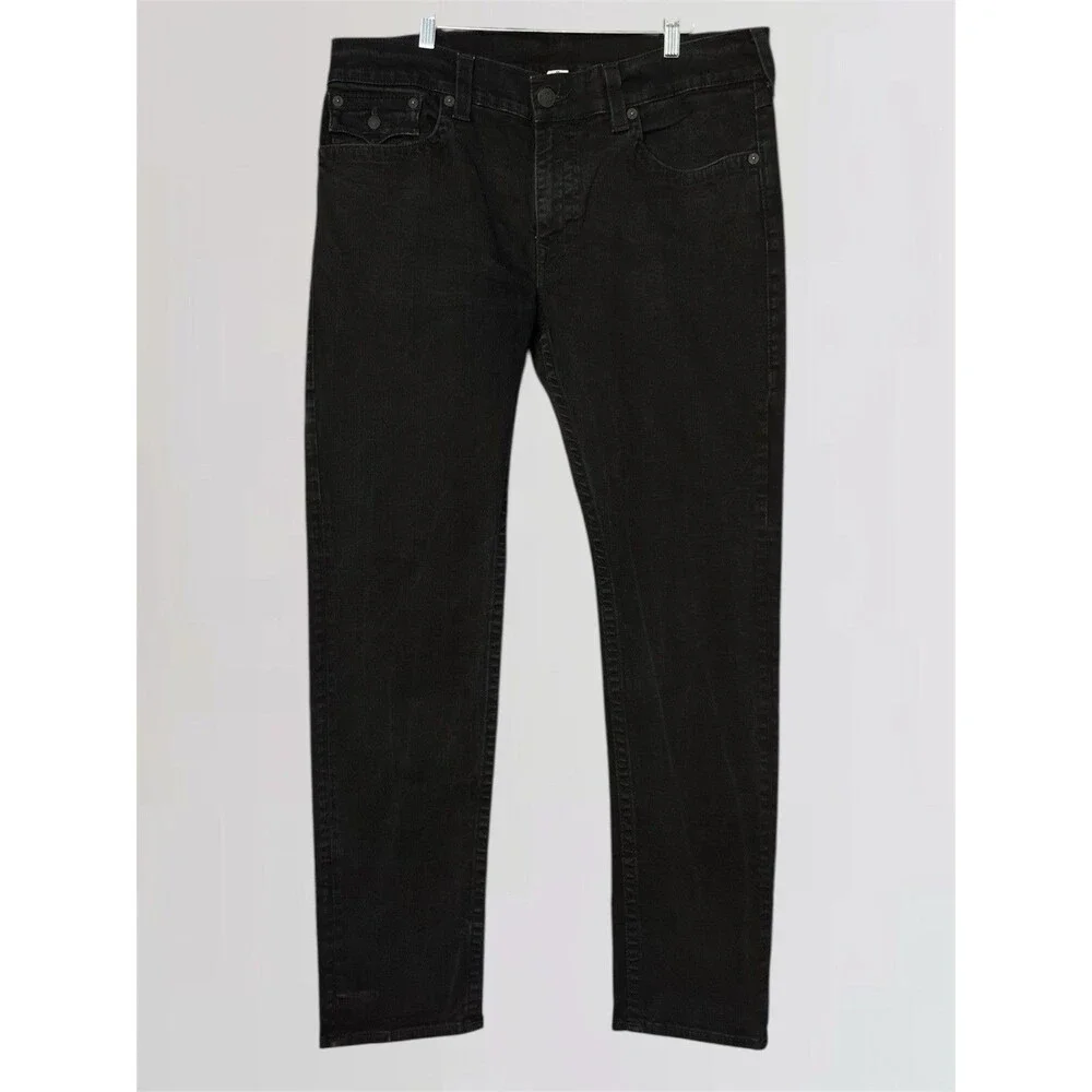 True Religion Rocco Flap Pockets Skinny Men’s W38 L34 Black Stretch Jeans